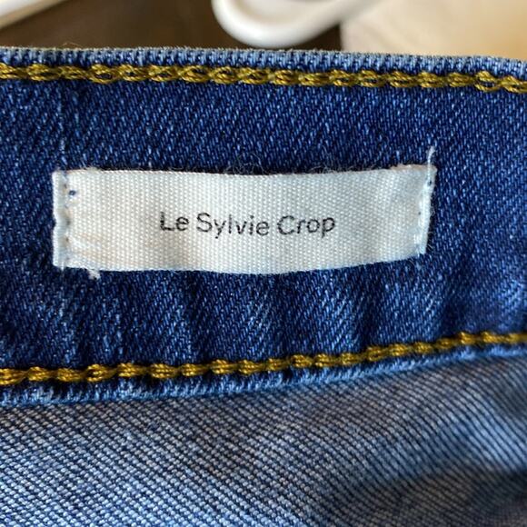 Frame Le Sylvie Crop Straight Leg Jeans Blue Mid-Rise Stretch Denim Size 29 - Picture 8 of 9